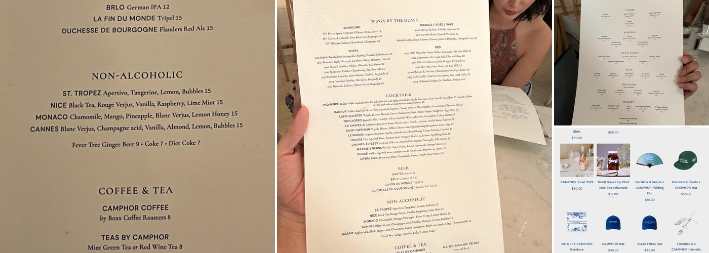 Camphor Menu