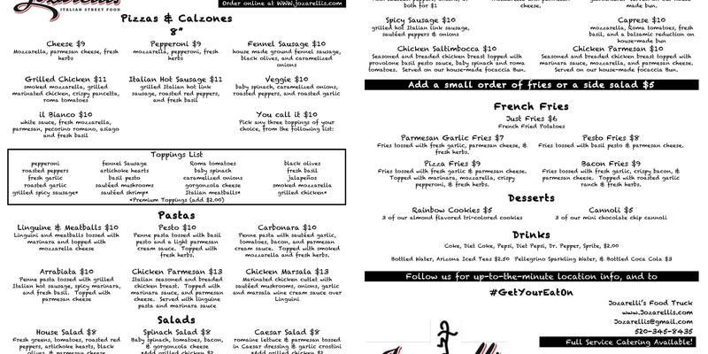 Jozarelli's Menu