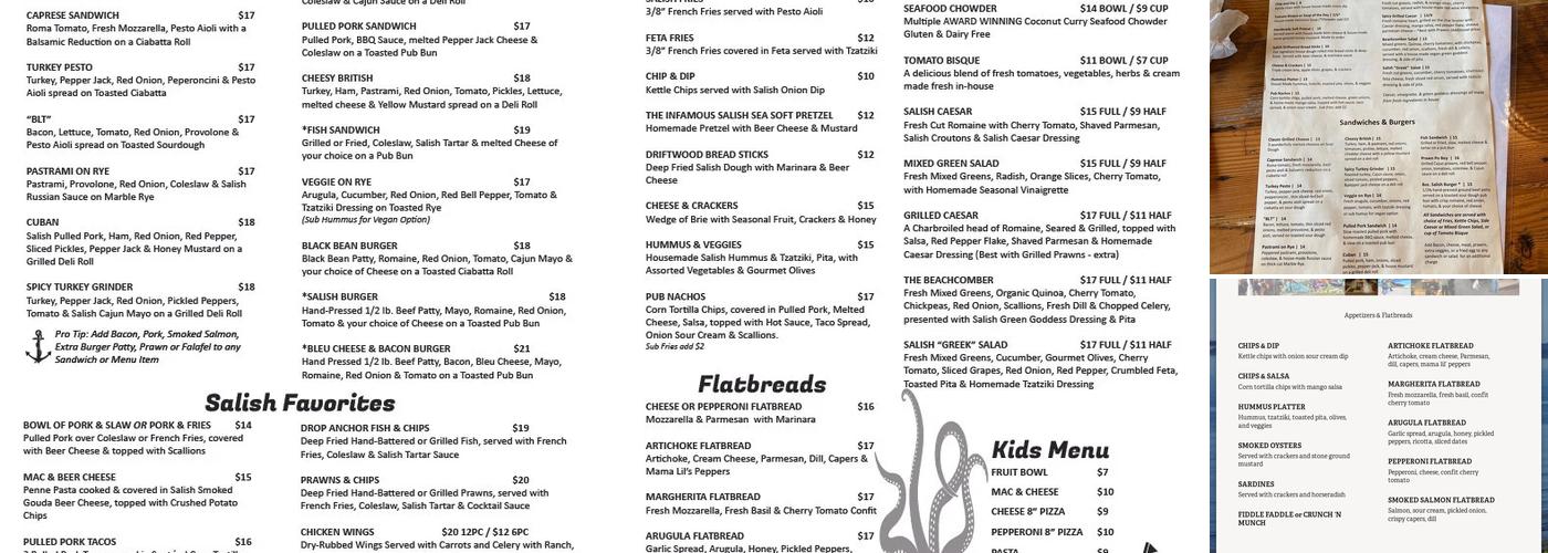 Salish Sea Brewing Co Boathouse Taproom Menu