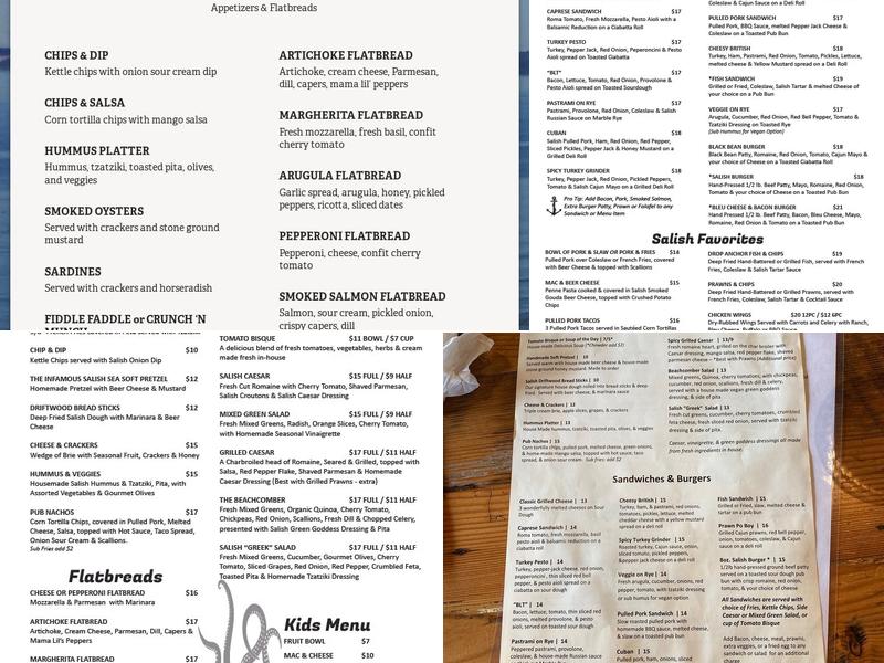 Salish Sea Brewing Co Boathouse Taproom Menu