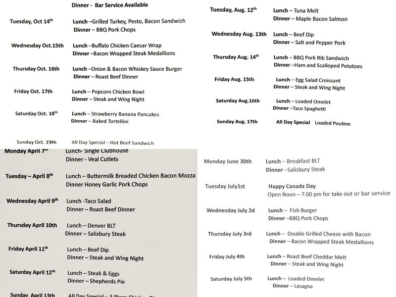 Sally's Kitchen Menu