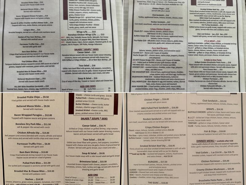 Brimstone Grill Menu