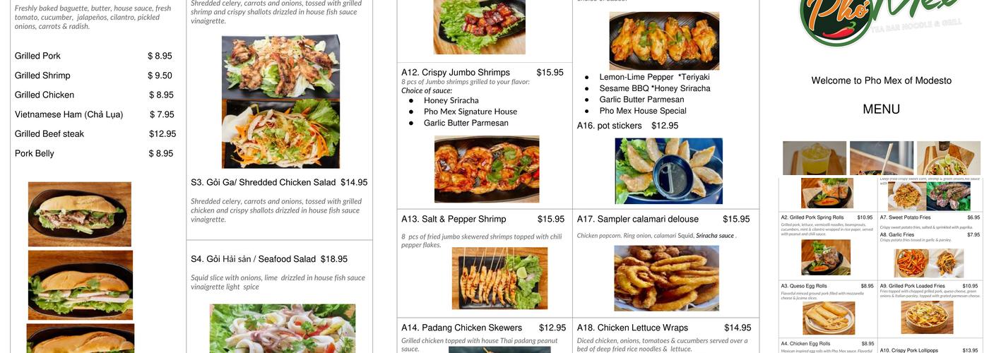 Pho Mex Menu
