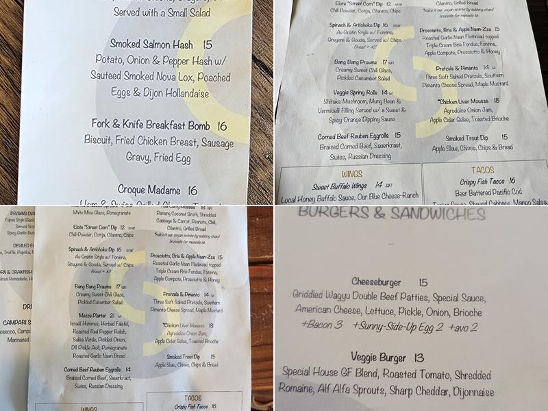 Divided Sky Tavern Menu