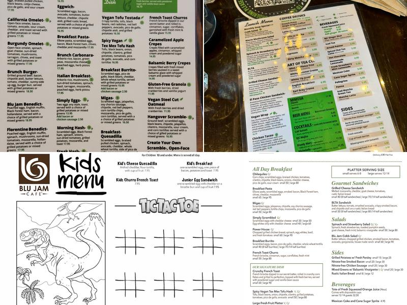 Blu Jam Cafe Menu