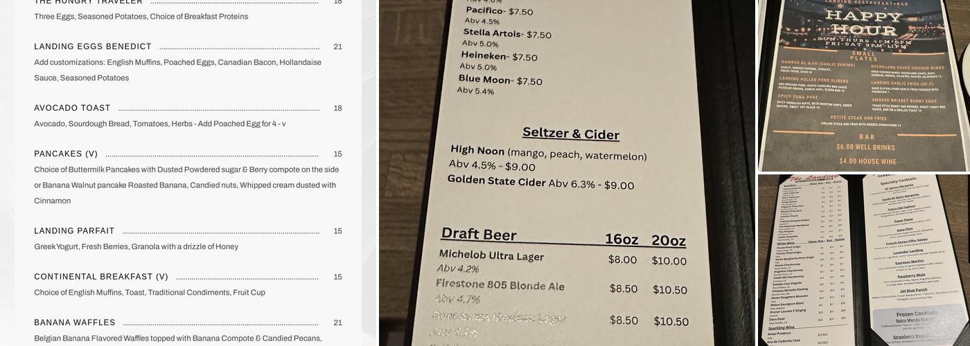 The Landing Restaurant & Event Venue Menu