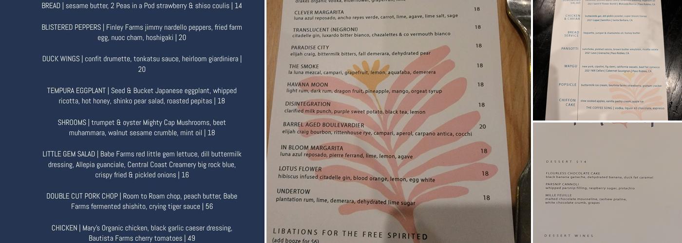 in bloom Menu