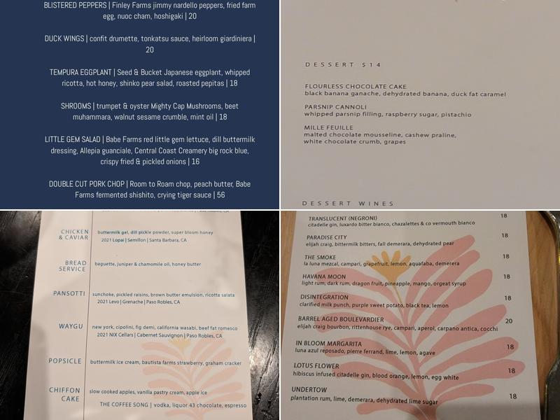 in bloom Menu