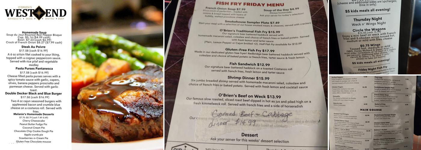 O'Brien's West End Inn Menu