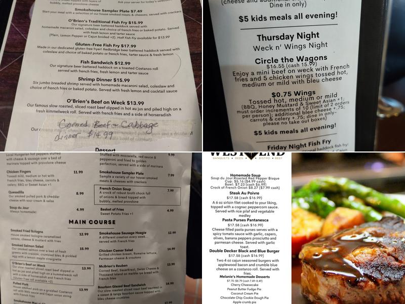 O'Brien's West End Inn Menu