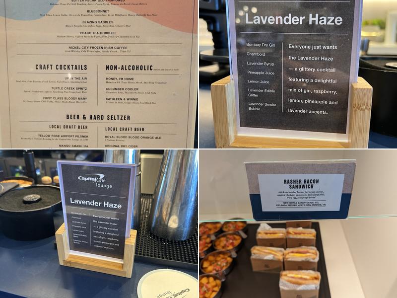 Capital One Lounge at Dallas Menu