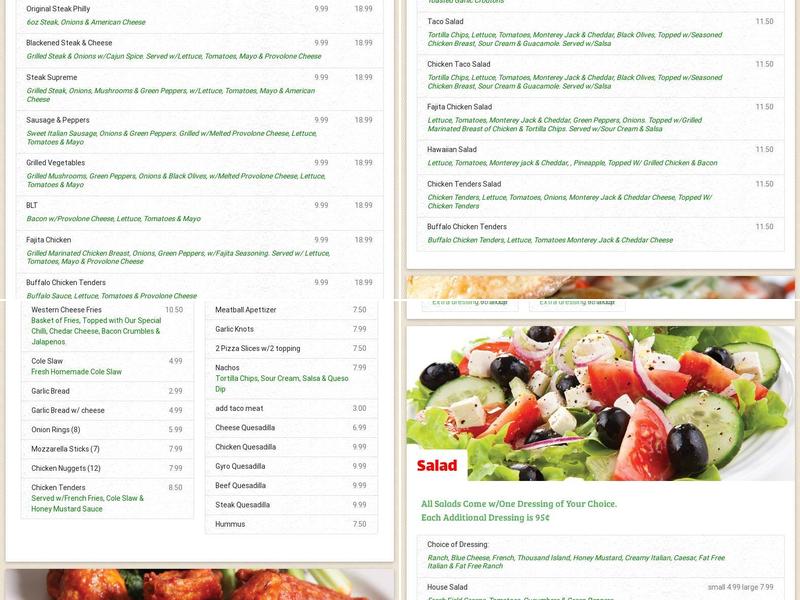 Joe's Pizza and Sub Menu