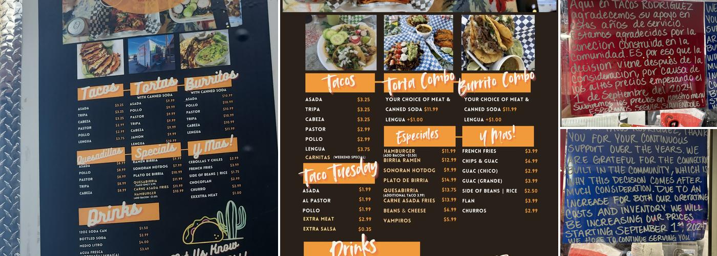 Tacos Rodriguez Menu