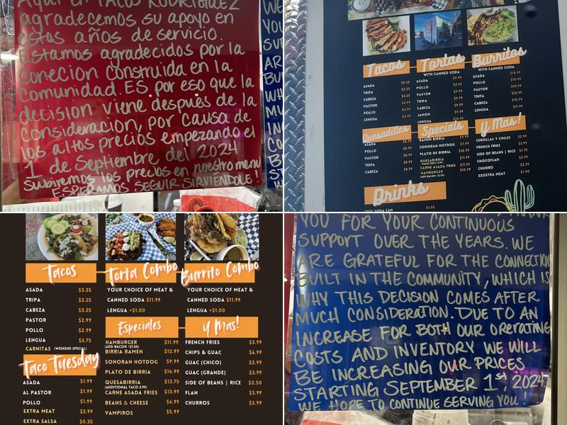 Tacos Rodriguez Menu