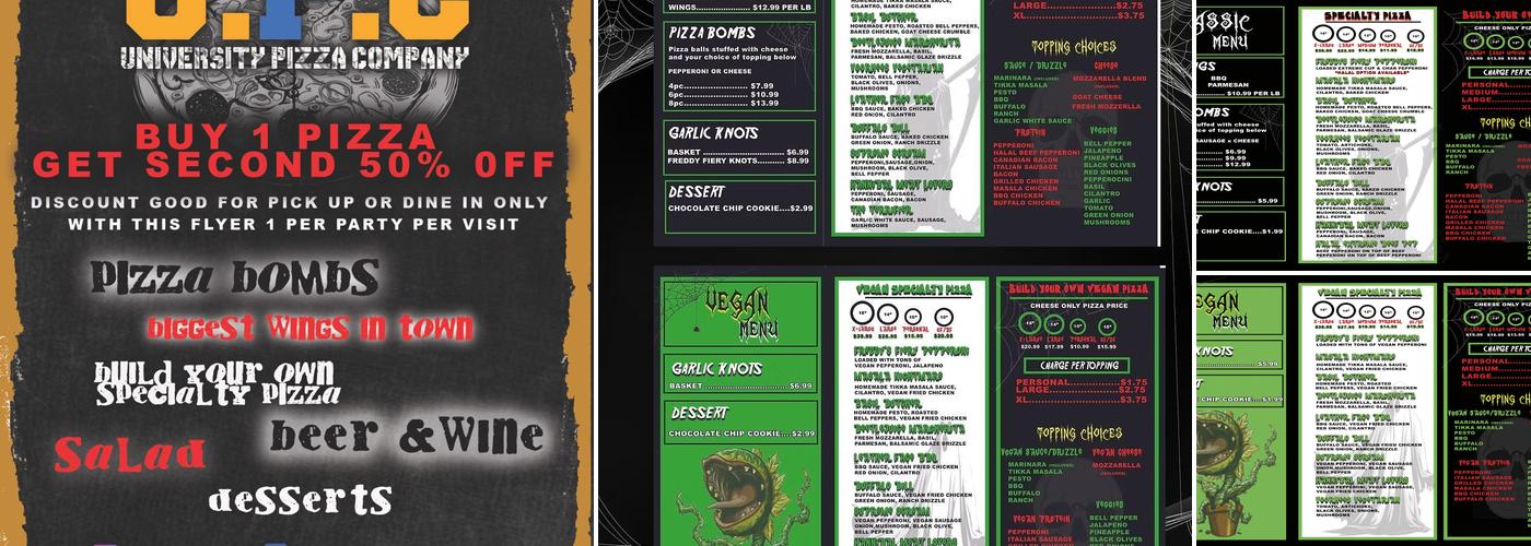 University Pizza Company (UPC) Menu