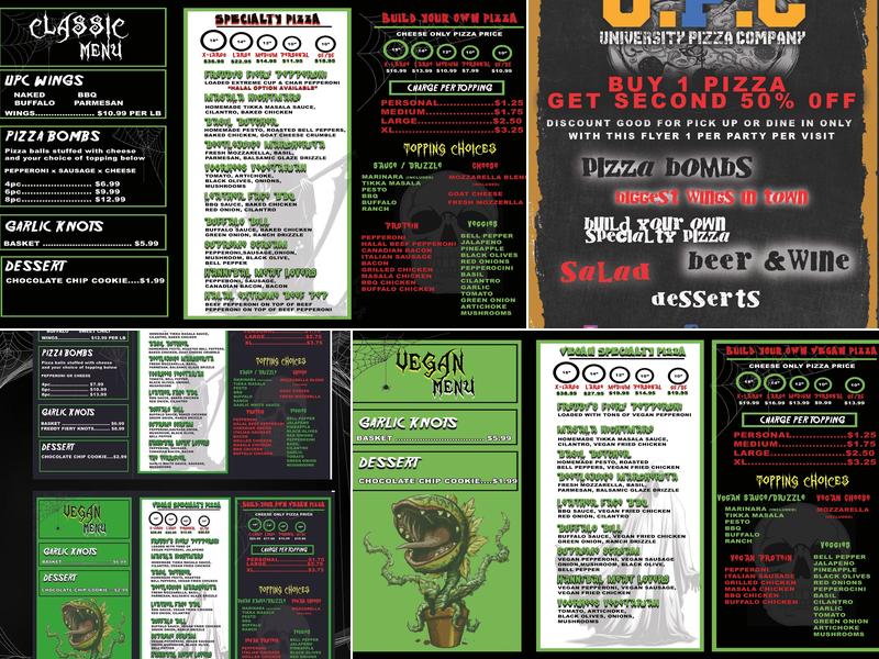 University Pizza Company (UPC) Menu