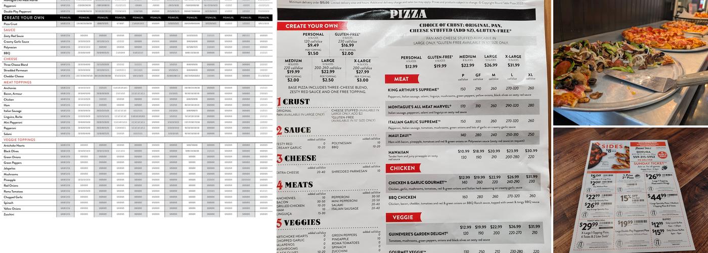 Round Table Pizza Menu