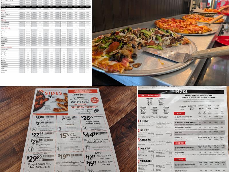 Round Table Pizza Menu