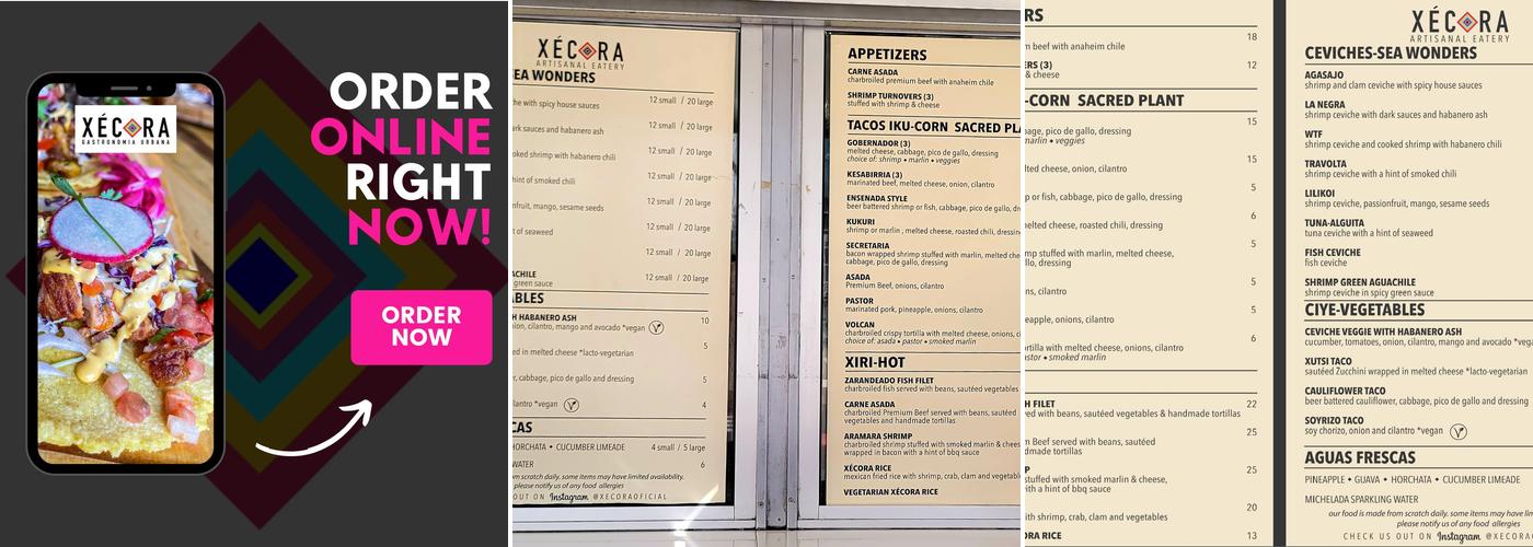 Xecora NoHo Menu