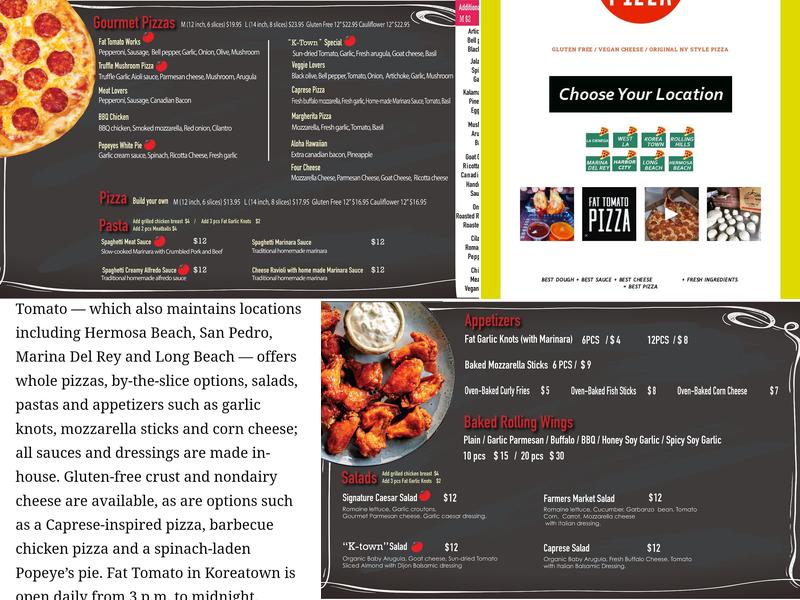 Fat Tomato Pizza K-town LA Menu