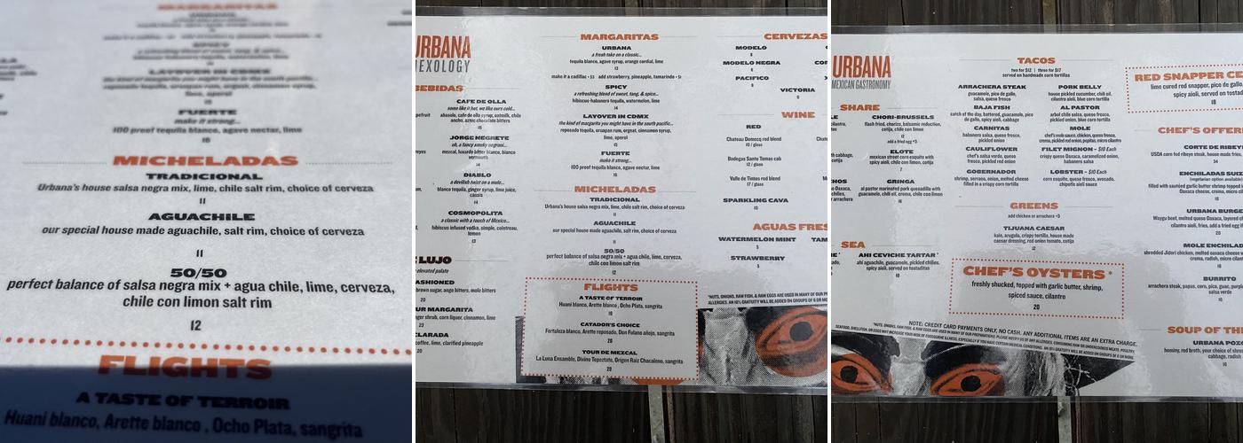URBANA Mexican Gastronomy & Mixology Menu