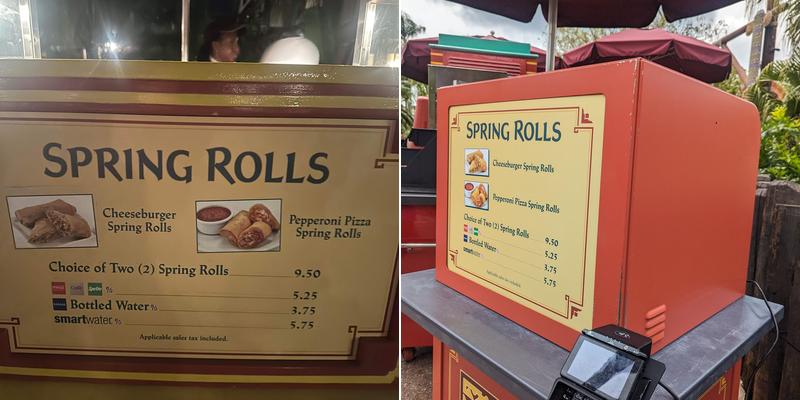 Adventureland Spring Roll Cart Menu