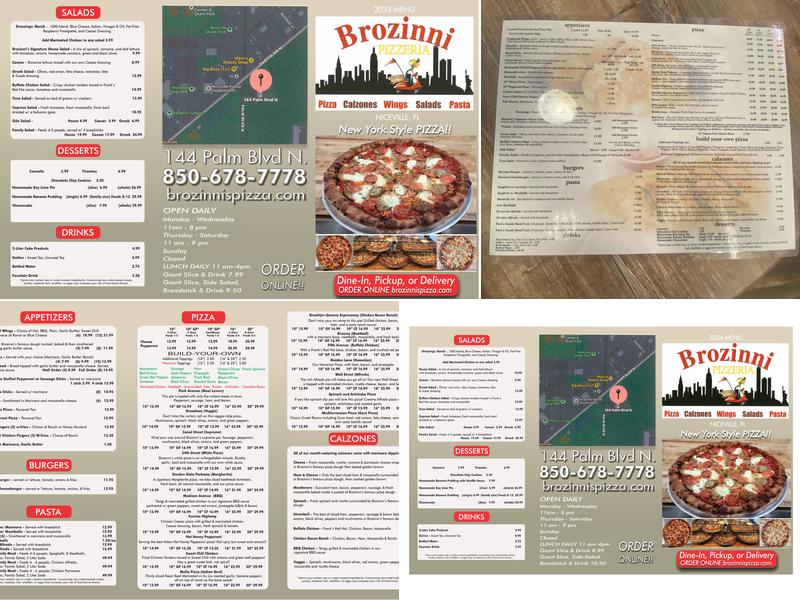 Brozinni's Pizzeria Niceville Menu