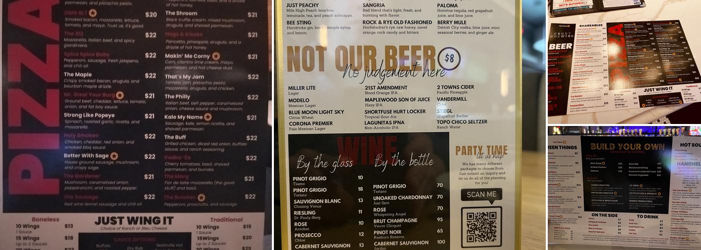 Crust Brewing Menu