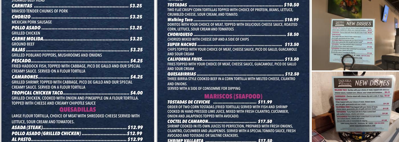 Taqueria Monarca Menu
