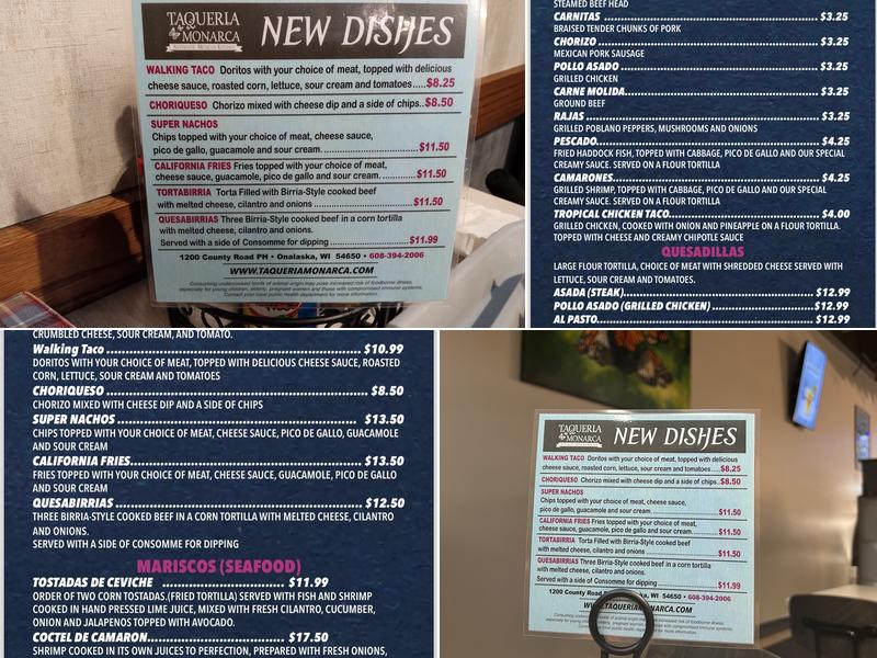 Taqueria Monarca Menu