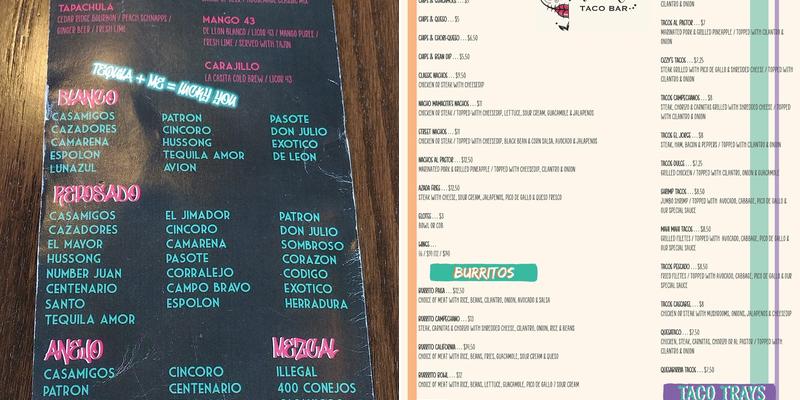 Mamacita Taco Bar Menu