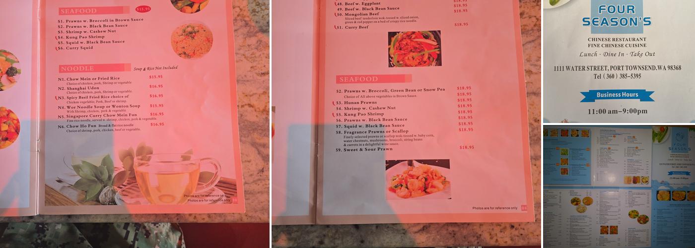 Four Seasons Port Townsend Menu