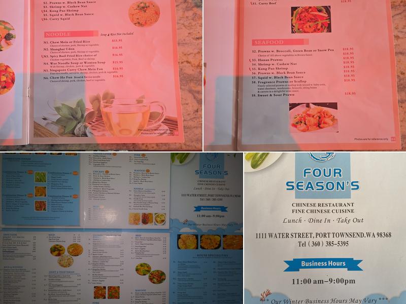 Four Seasons Port Townsend Menu