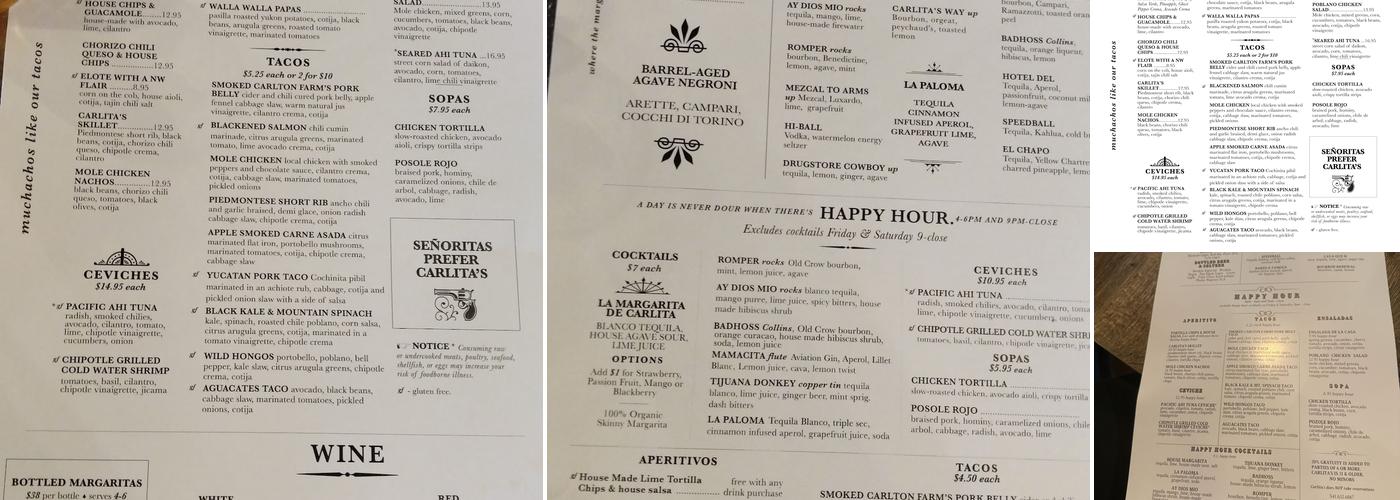 Carlita's - Eugene Menu