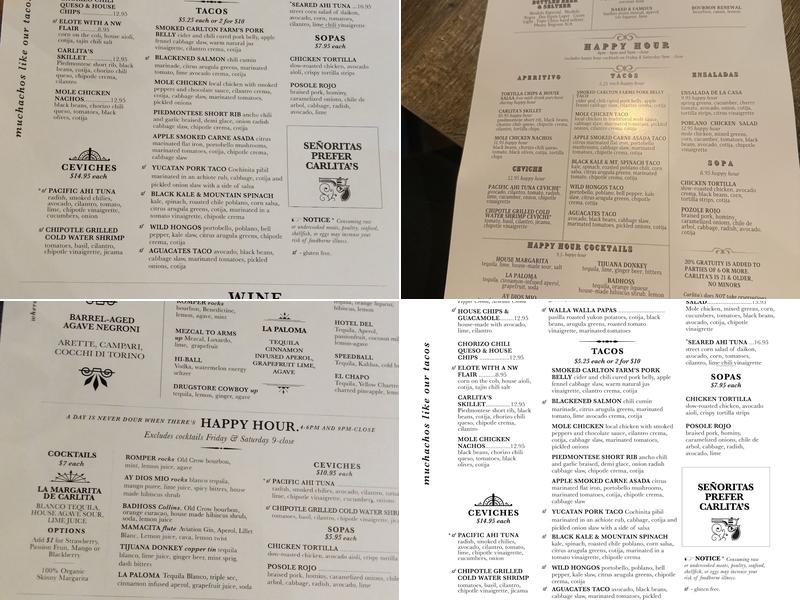 Carlita's - Eugene Menu