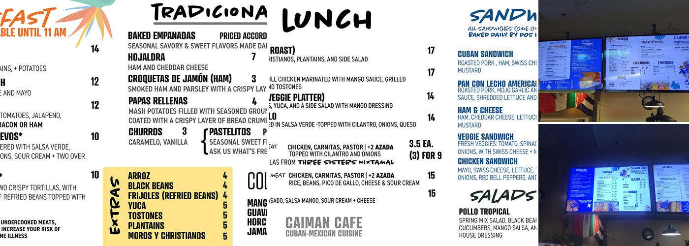 Caiman Cafe Menu