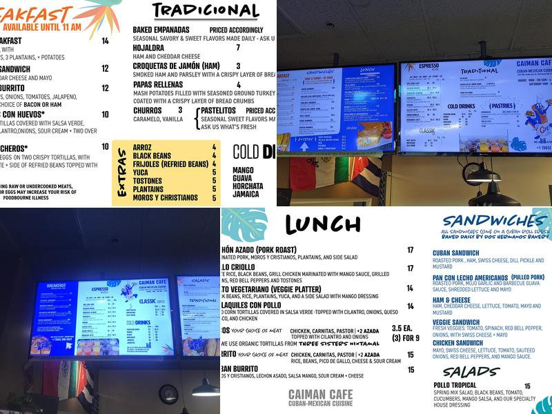 Caiman Cafe Menu