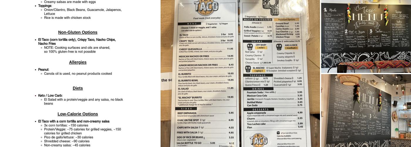 El Taco Menu
