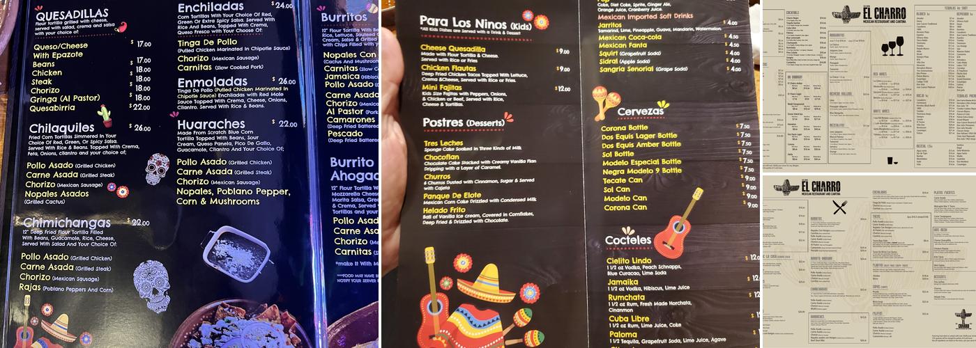 EL CHARRO DANFORTH Menu