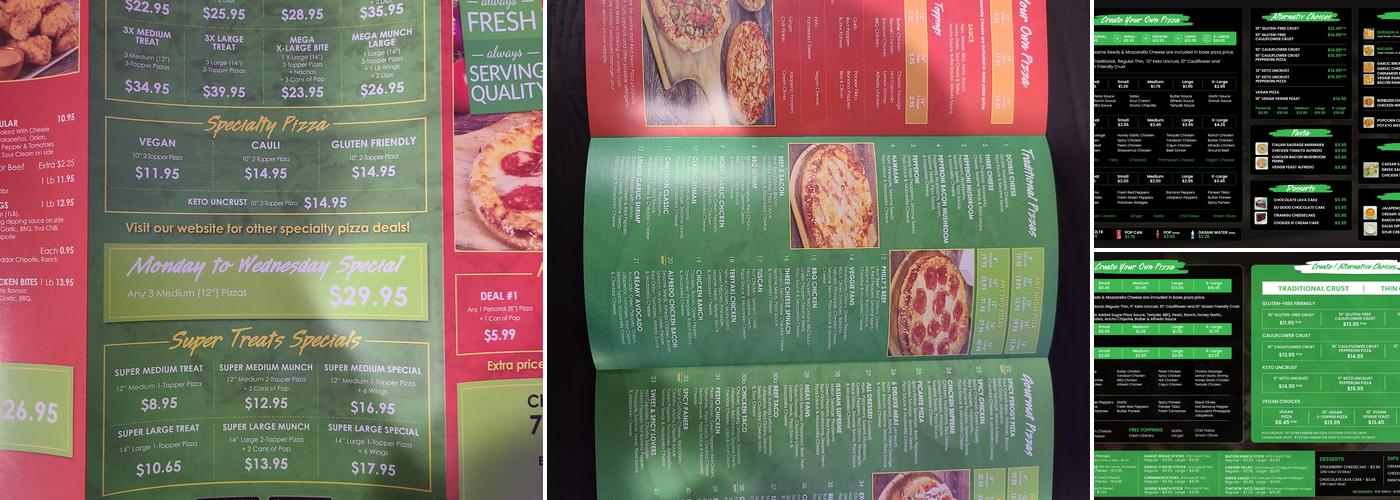 Red Swan Pizza Menu