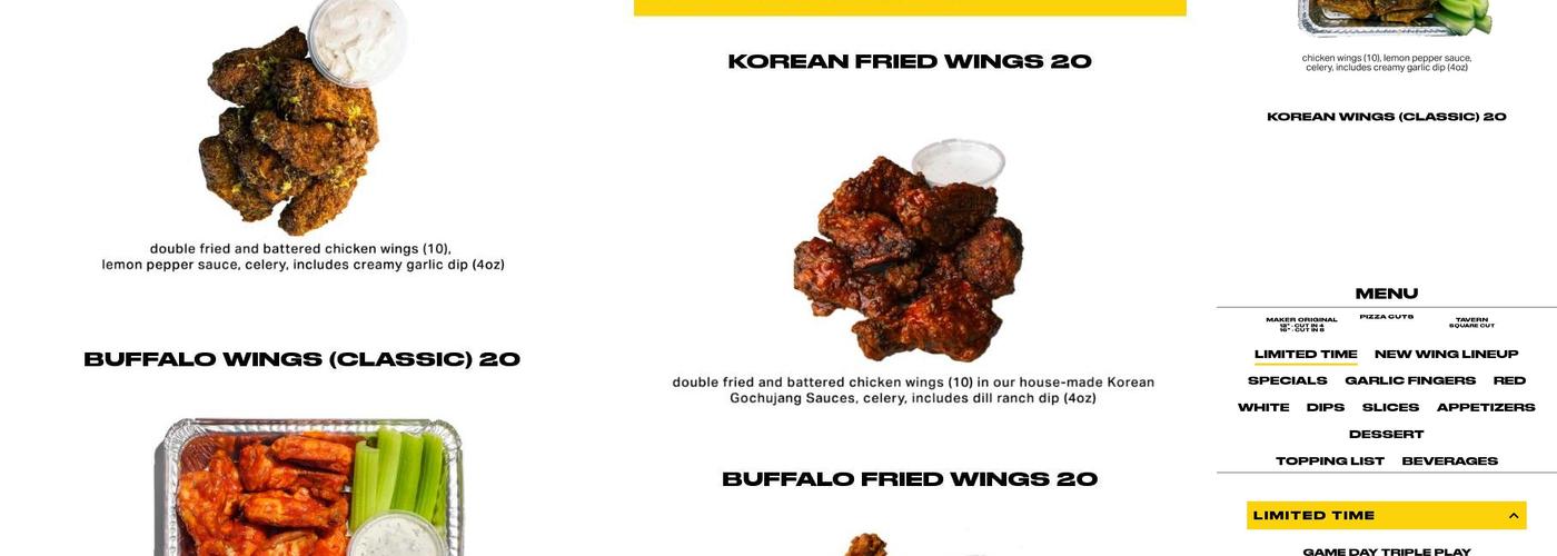 Maker Pizza Carlaw Menu