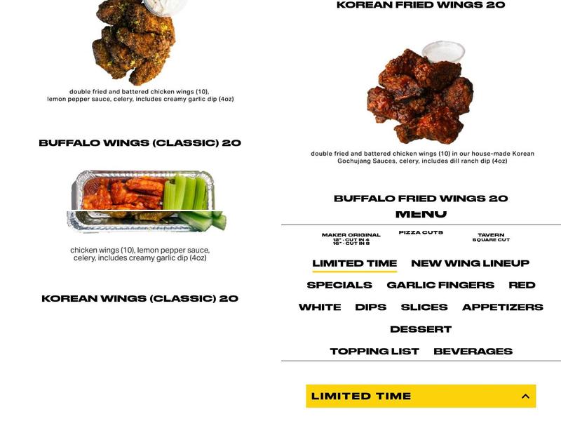 Maker Pizza Carlaw Menu