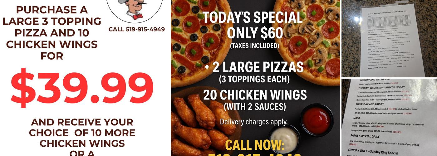 Davinci's Pizza Menu