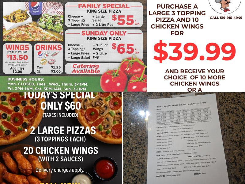 Davinci's Pizza Menu