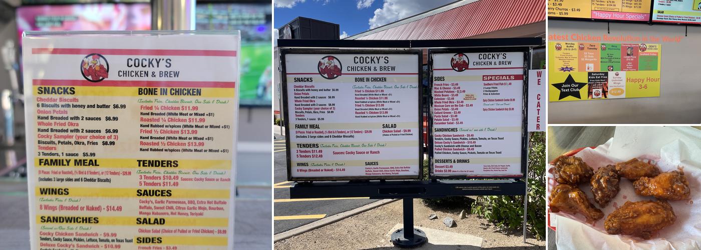 Cocky's Chicken & Brew Menu