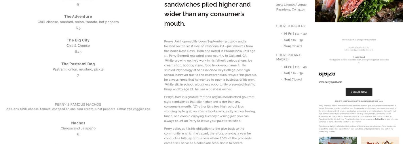 Perry's Joint Menu