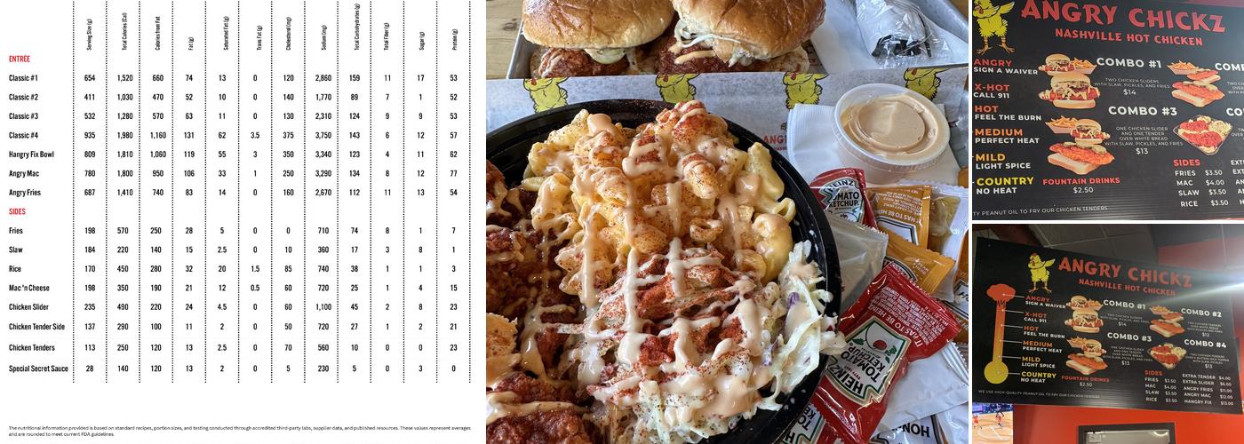 Angry Chickz - Hanford Menu