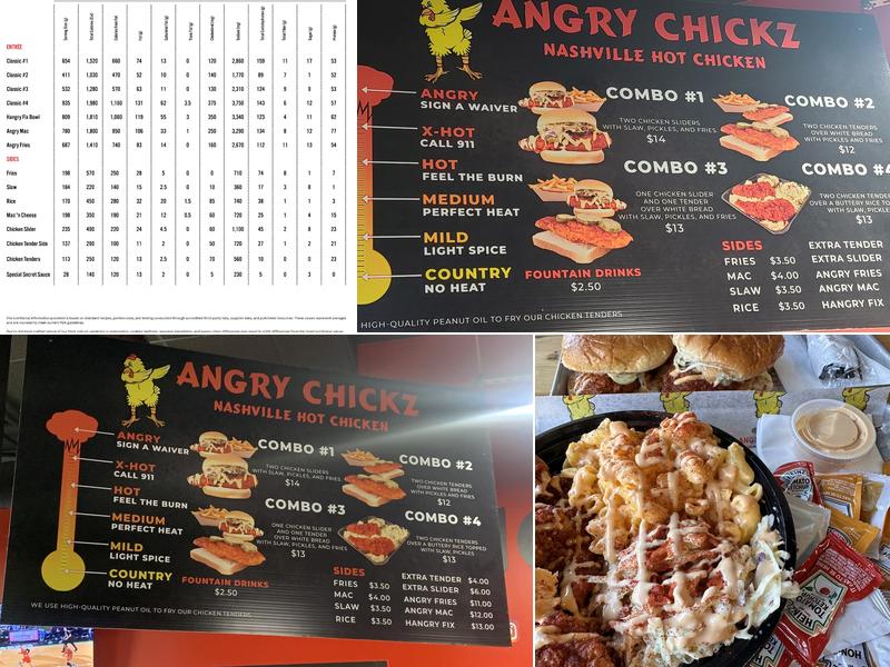 Angry Chickz - Hanford Menu