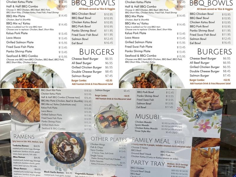 Tim's Hawaiian BBQ DT Menu