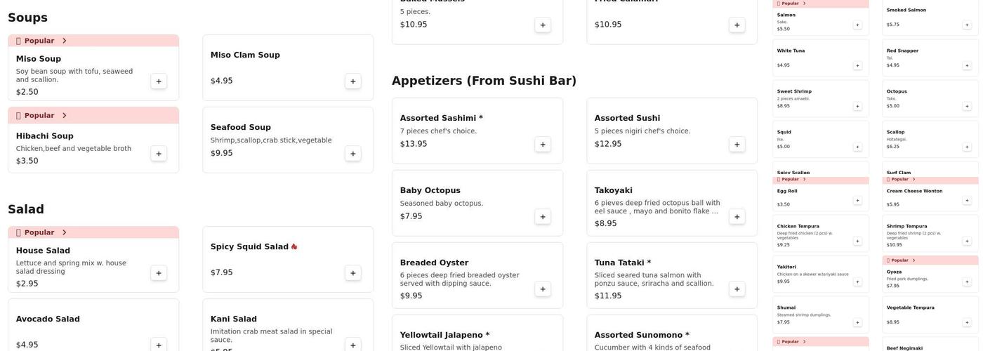 Mt Fuji Hibachi & Sushi Menu
